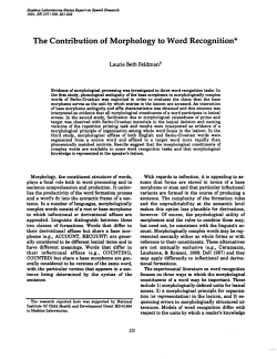 The Contribution of Morphology to Word Recognition