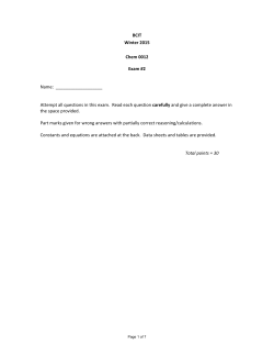 BCIT Winter 2015 Chem 0012 Exam #2 Name