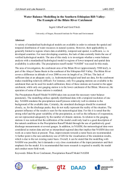 Water Balance Modelling in the Southern Ethiopian Rift Valley: The