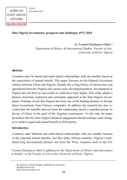 24 AFRICAN EAST-ASIAN AFFAIRS *Lemuel Ekedegwa Odeh is