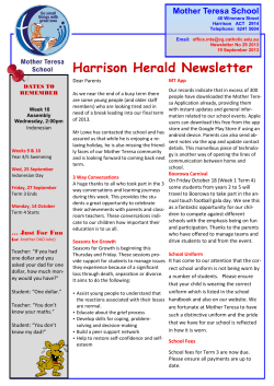 Harrison Herald Newsletter - Mother Teresa School, Harrison, ACT