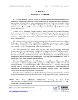 THE NEW DEAL BY AMERICAN EXPERIENCE In 1932 Franklin