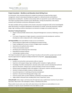 Project Consultant &ndash; Workforce and Education Grant Writing Focus