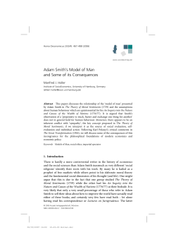 Adam Smith`s Model of Man and Some of its Consequences