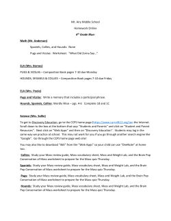 Mt. Airy Middle School Homework Online 6th Grade Blue: Math (Mr