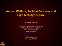 Animal Welfare, Societal Concerns and High Tech Agriculture
