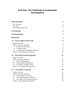 Unit 1: The Challenge of Sustainable Development