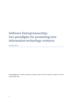 Software Entrepreneurship: two paradigms for promoting new