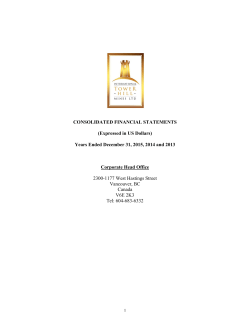 Expressed in US Dollars - International Tower Hill Mines