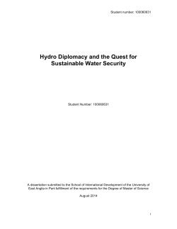 Hydro Diplomacy and the Quest for Sustainable Water Security