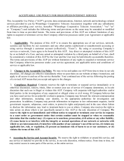 ACCEPTABLE USE POLICY FOR HIGH SPEED INTERNET