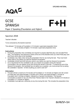 GCSE Spanish Specimen teacher booklet Paper 2
