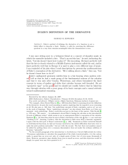Euler`s Definition of the Derivative