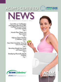 ACSM`S CERTIFIED NEWS - ACSM Certification