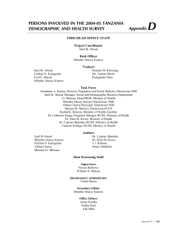 PERSONS INVOLVED IN THE 2004-05 TANZANIA DEMOGRAPHIC