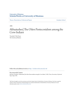 Akbaatashee| The Oilers Pentecostalism among the Crow Indians