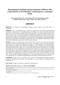 Hematological Findings among Jordanian Children with Celiac