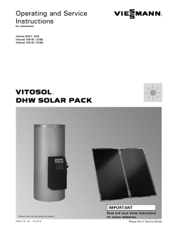Operating and Service Instructions VITOSOLr DHW SOLAR PACK