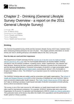 Drinking (General Lifestyle Survey Overview