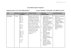 ENGLISH/GRADE 7 Course: GRADE 7 ENGLISH &ndash;ON/ABOVE LEVEL