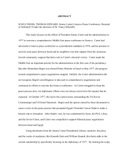 ABSTRACT SCHULTHEISS, THOMAS EDWARD. Jimmy Carter`s