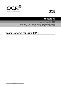 Unit F962/01 - European and world history period studies