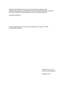 Writing the storm in the teacup: The process of writing the character