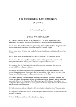 The Fundamental Law of Hungary - Constitutional Court of Hungary