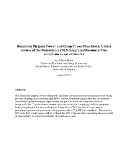 Dominion Virginia Power and Clean Power Plan Costs: A brief