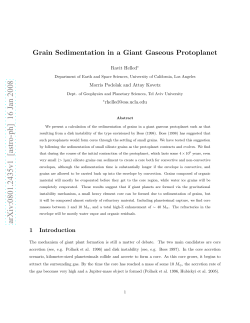 Grain Sedimentation in a Giant Gaseous Protoplanet