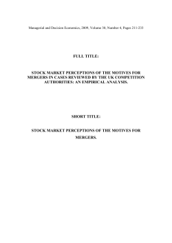 stock market perceptions of the motives for mergers in cases