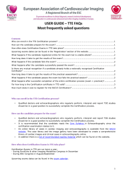 USER GUIDE &ndash; TTE FAQs Most frequently asked questions