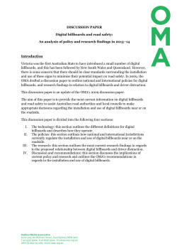 Discussion paper on Digital Billboards and Road Safety
