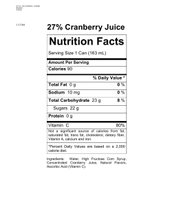 27% Cranberry Juice Nutrition Facts