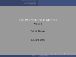 The Pentateuch I: Genesis - Week 1