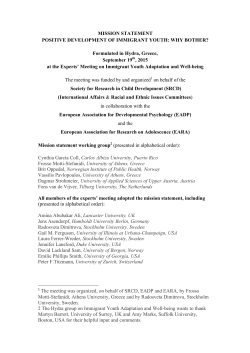 MISSION STATEMENT POSITIVE DEVELOPMENT OF IMMIGRANT