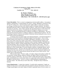 Criticism of Contemporary Public Address