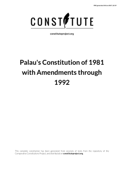 Palau`s Constitution of 1981 with Amendments