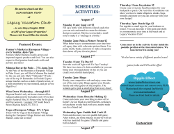scheduled activities - Legacy Vacation Club