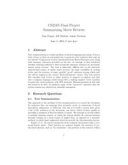 CS224N Final Project Summarizing Movie Reviews