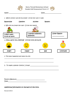 Henry Timrod Elementary School Student Self-Assessment Form 2