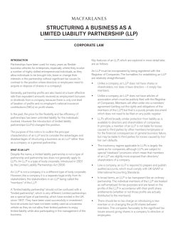 structuring a business as a limited liability partnership