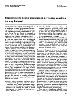 Impediments to health promotion in developing countries: the way