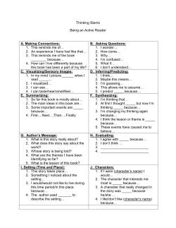Thinking Stems Being an Active Reader A. Making Connections: 1