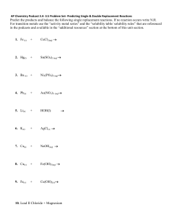 Predict the products and balance the following single replacement