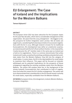 EU Enlargement: The Case of Iceland and the Implications for the