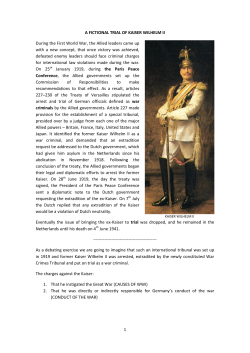 1 A FICTIONAL TRIAL OF KAISER WILHELM II During the First
