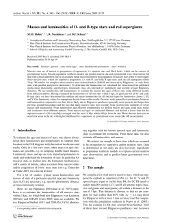 Masses and luminosities of O? and B?type stars and red supergiants