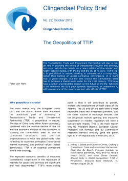 The Geopolitics of TTIP - Clingendael Policy Brief