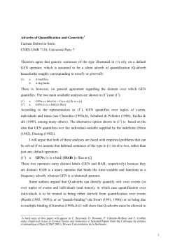 Adverbs of Quantification and Genericity Carmen Dobrovie